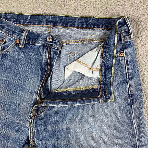 Levi's 505 Regular Straight Fit Distress Jeans Men's 38x30 Medium Wash Denim New - Picture 5 of 14